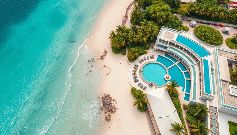 Luxurious coastal resort with stunning beach and pool, perfect for luxury travel.