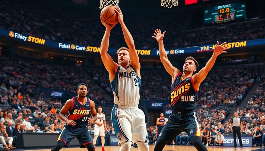Timberwolves victory over Suns in intense basketball game action.