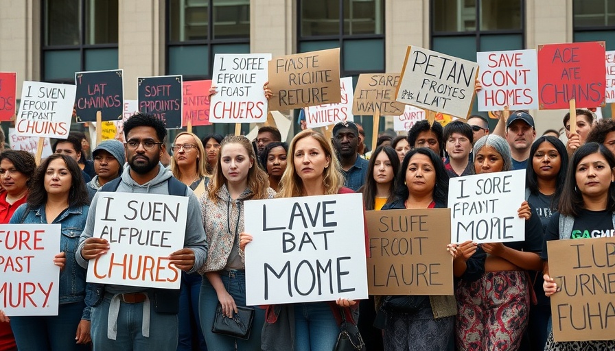 Protesters holding signs in urban protest after graduate student detention.