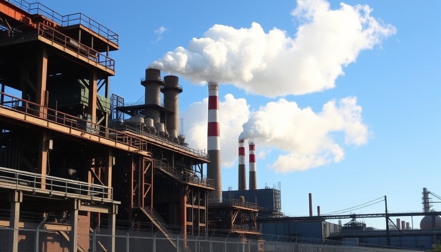 Industrial steel plant with smoke under blue sky, related to Minnesota wild rice sulfate limits.