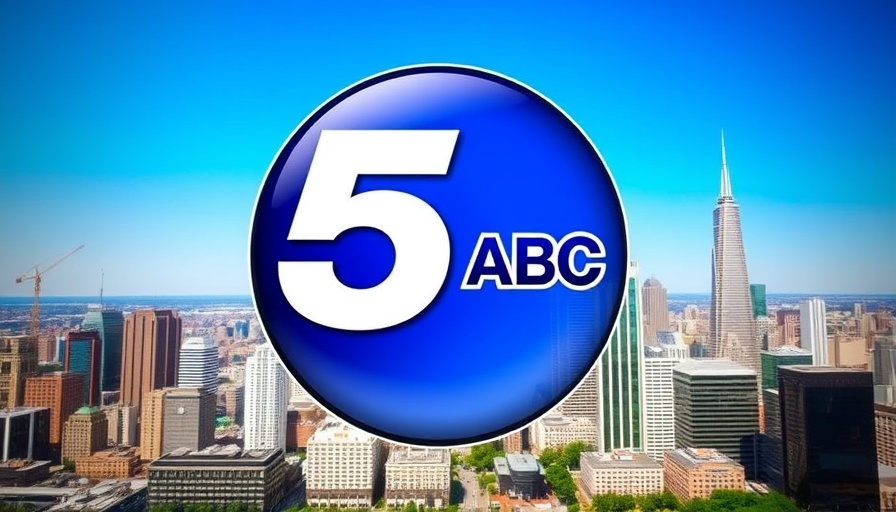 Television news logo on city background related to Wisconsin voter ID requirement.