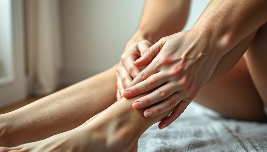 Close-up of calf massage for muscle soreness recovery indoors.