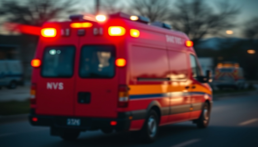 Blurred emergency vehicle with flashing lights in Hibbing
