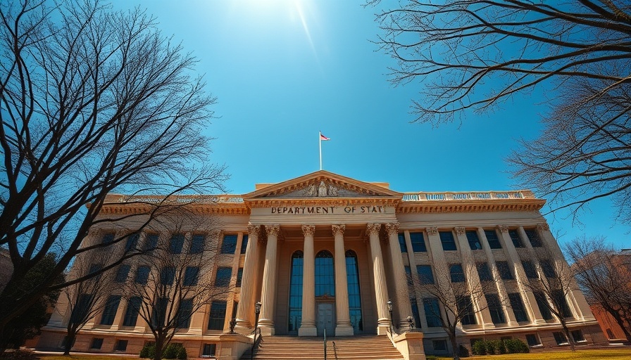 State Department building with sign; anti-Christian bias reporting.