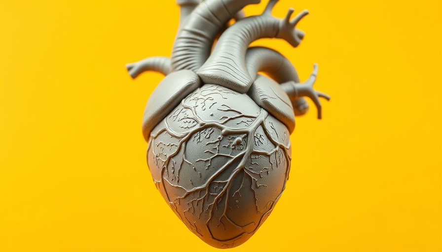 Intricate 3D heart sculpture against yellow background highlighting circulatory details.