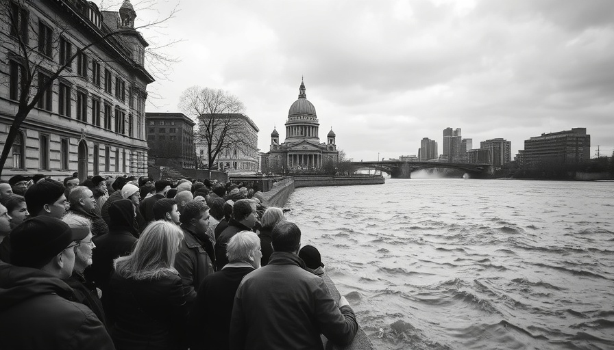 St. Paul flood of 1965, historic crowd observing, river overflow.