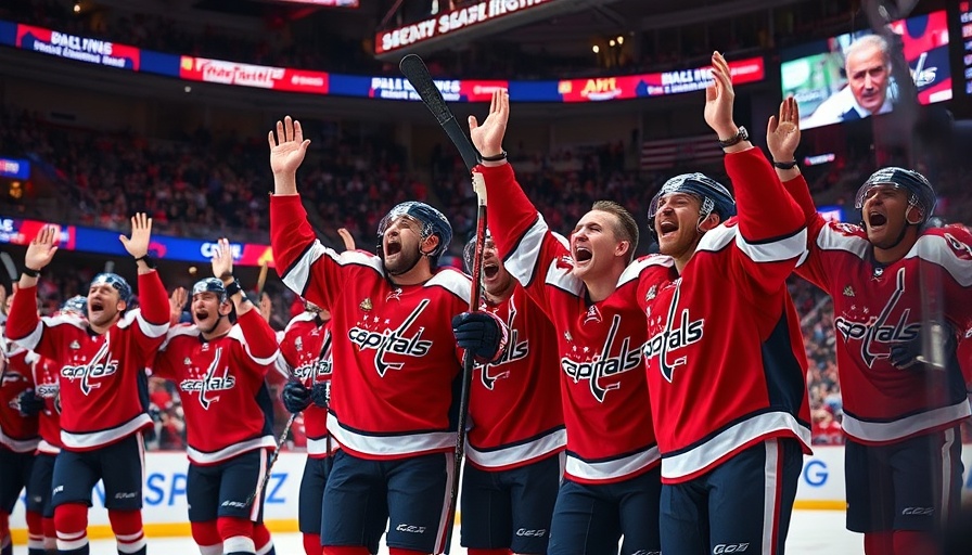 Capitals players celebrate on bench during Game 2 playoff