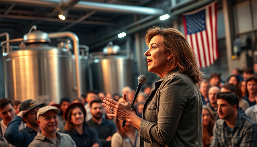 Female candidate addressing crowd with enthusiasm, Angie Craig U.S. House seat candidates.