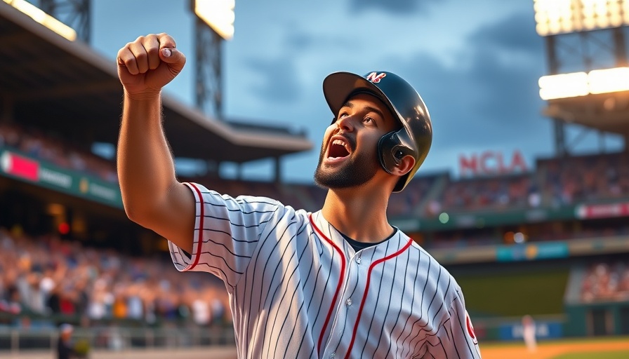 Jake Bauers celebrates game-winning double with raised fist.