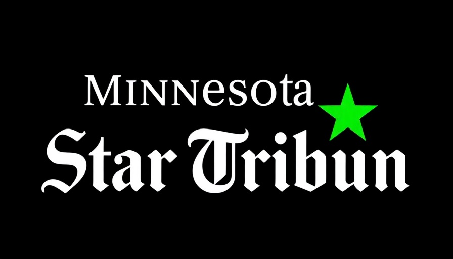 Bold Minnesota Star Tribune logo with green star on black background.