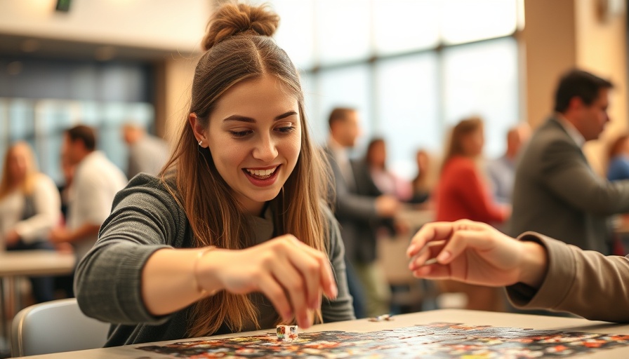 Participants in Duluth Jigsaw Puzzle Contest concentrating on puzzle.