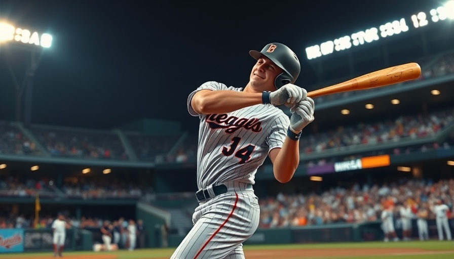 Rosario powers the Nationals to an 11-6 win, player swinging bat during night game.