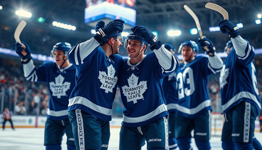 Toronto Maple Leafs players celebrating playoff performance.