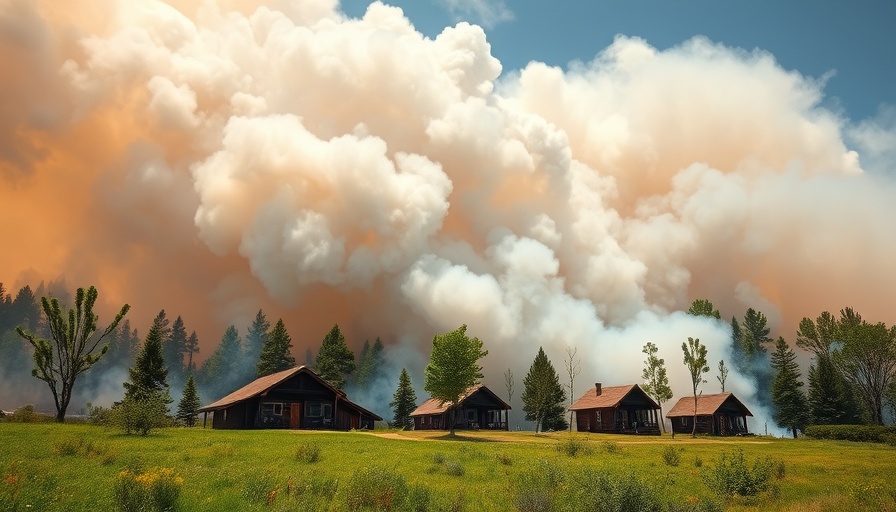 Thick smoke from wildfire near Brimson cabins.