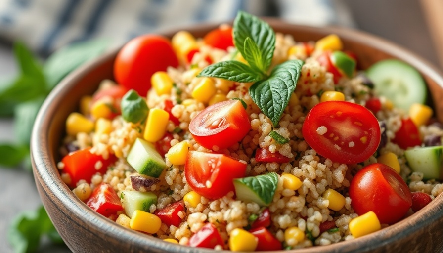 Colorful quinoa salad for plant-based diets in ulcerative colitis.