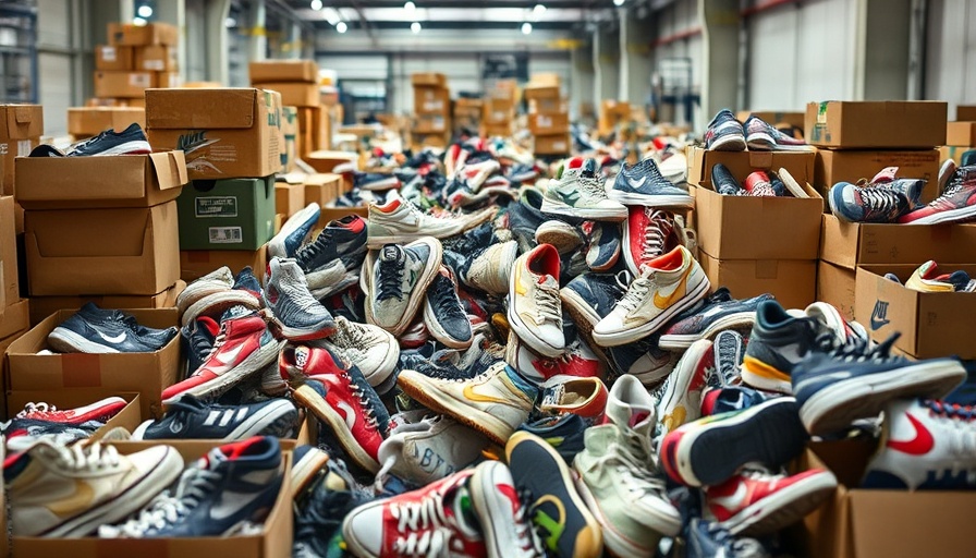 Sneakers in boxes at a Miami sneaker recycling company.