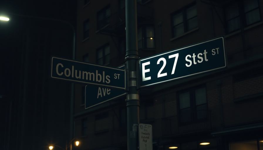 Street signs at E 27th St and Columbus Ave during Minneapolis homicide investigation.