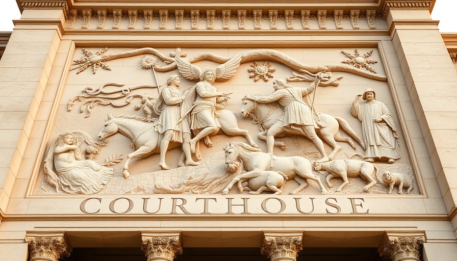 Ramsey County courthouse facade with detailed stone carving.
