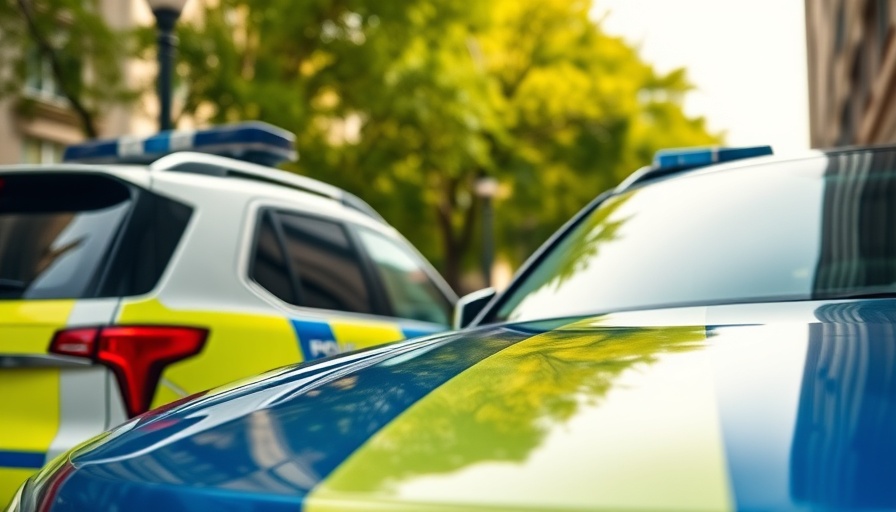 Police SUV parked during domestic dispute response.