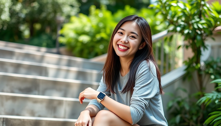 Smiling young woman on stairs with garden backdrop, ICE Release Georgia Teen.