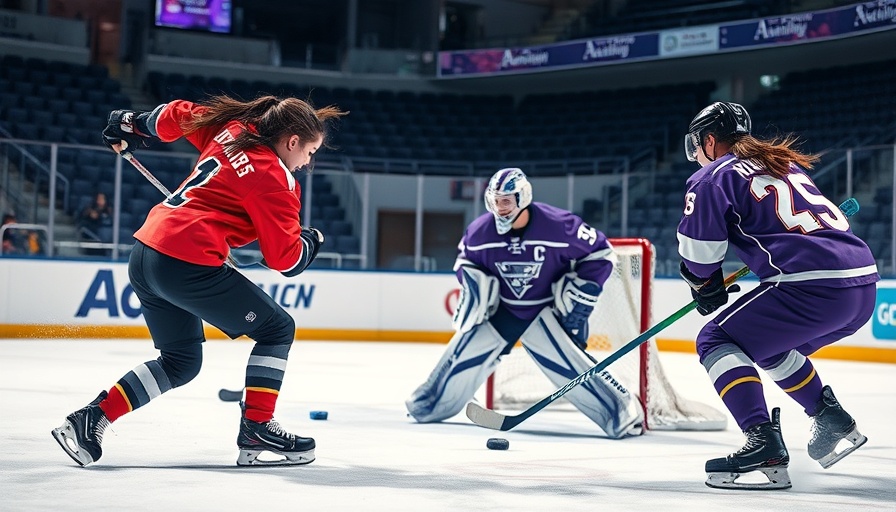 Intense action in PWHL Final with players battling on the ice.