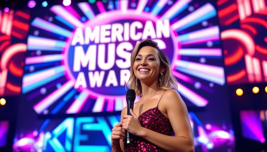 2025 American Music Awards stage with vibrant lighting and host.