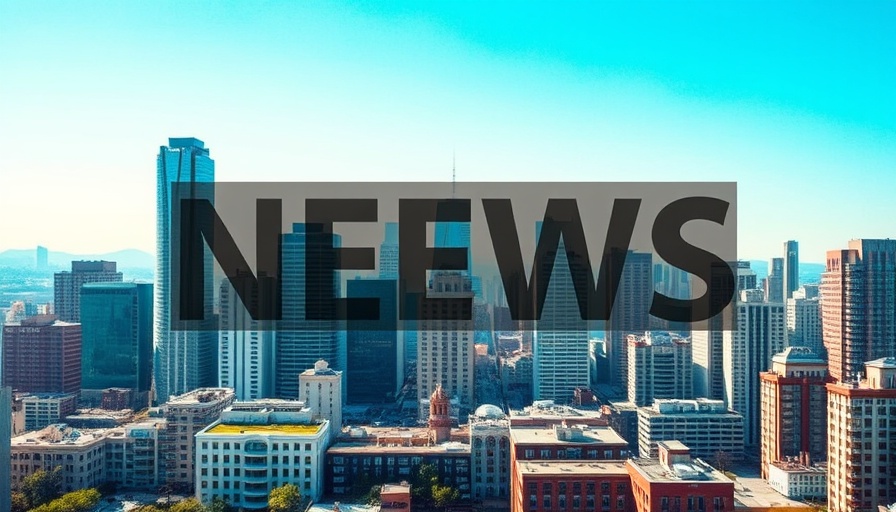 Modern cityscape with news overlay, related to New Mexico gubernatorial race 2026.