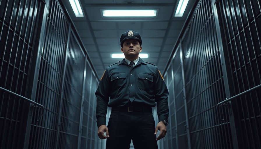 Security guard at prison entrance highlighting Interpol Red Notice System Abuse theme.