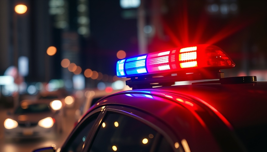 Flashing police lights at night amid a Golden Valley road rage incident.