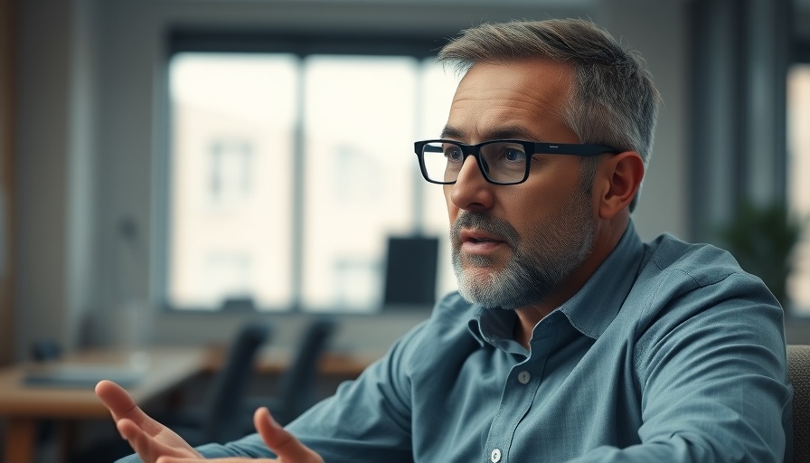 Middle-aged man in office discussing anti-Semitism vigilance.