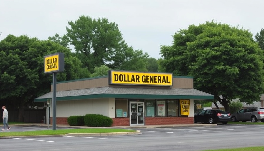 Dollar General store with signage under clear sky, highlighting sales record potential.