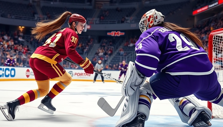 Exciting 2026 WCHA Final Faceoff ice hockey action scene.