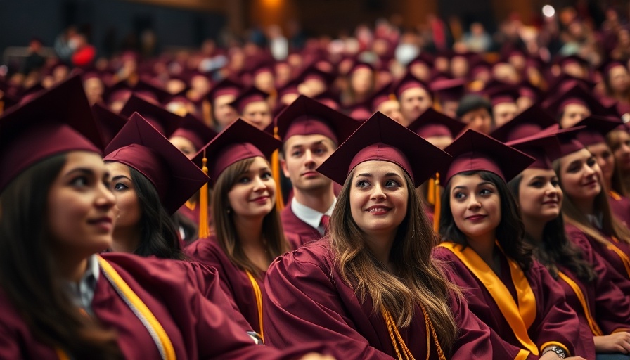 Denfeld Graduates Celebration with seated students at graduation.