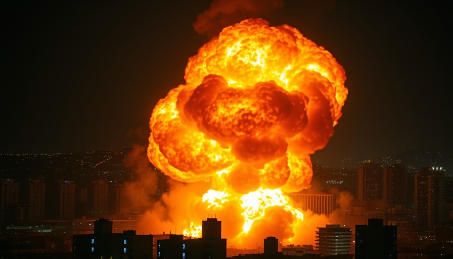 Israel strikes Iran nuclear program, nighttime explosion scene.