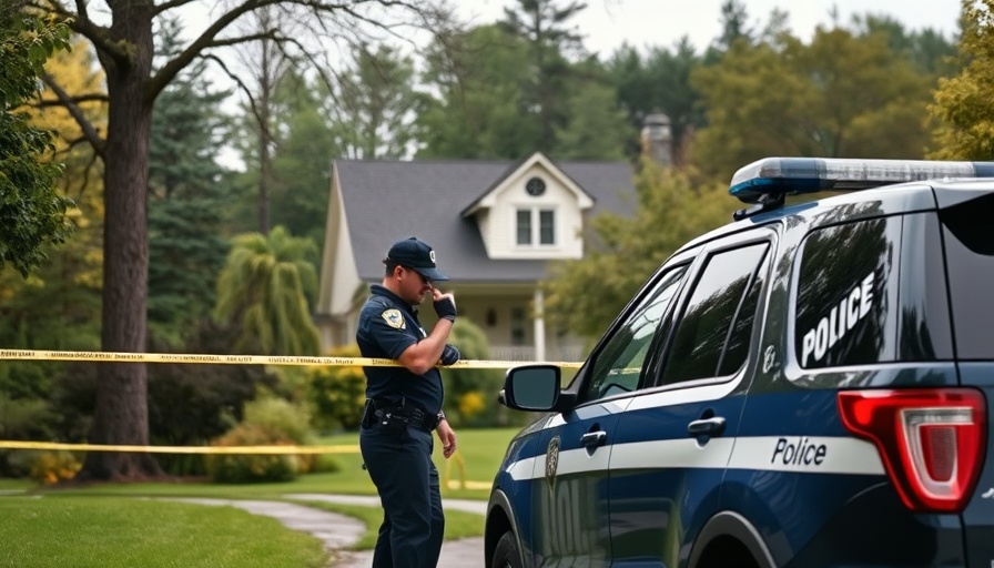 Police vehicle at domestic violence scene in Hermantown with caution tape