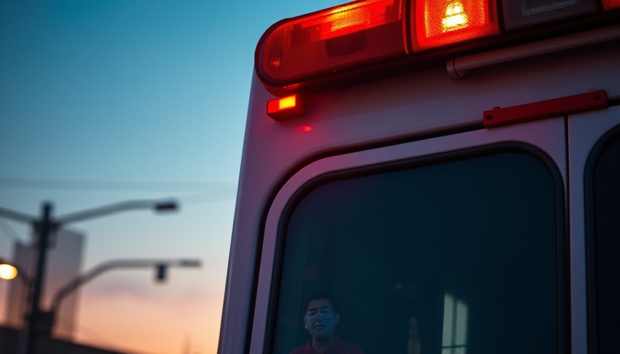 Ambulance with flashing lights for ATV crash in Mountain Iron.