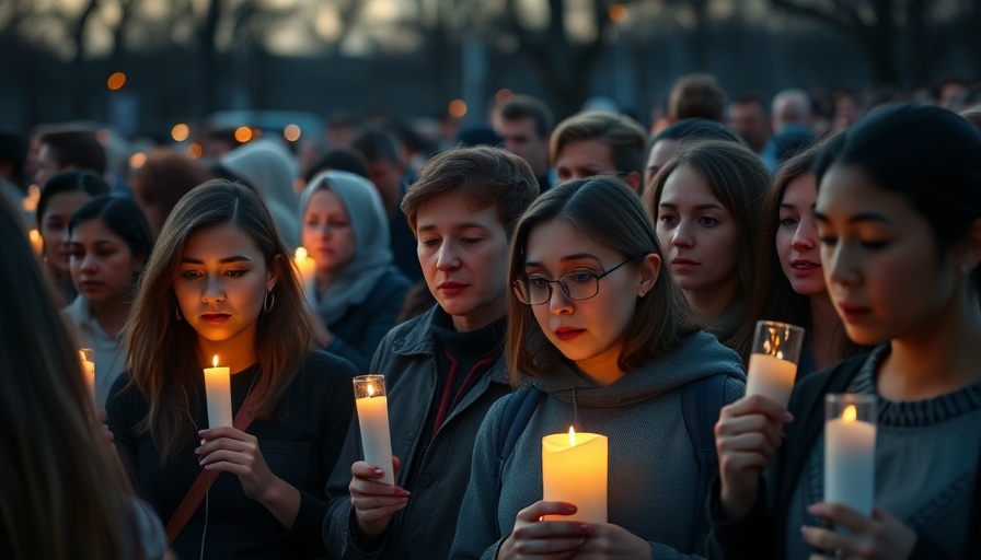 Somber crowd holding candles in support at the Minnesota Capitol.