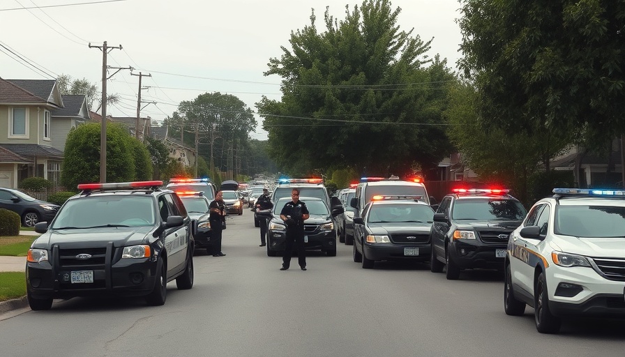 Police presence street scene related to political violence incident.