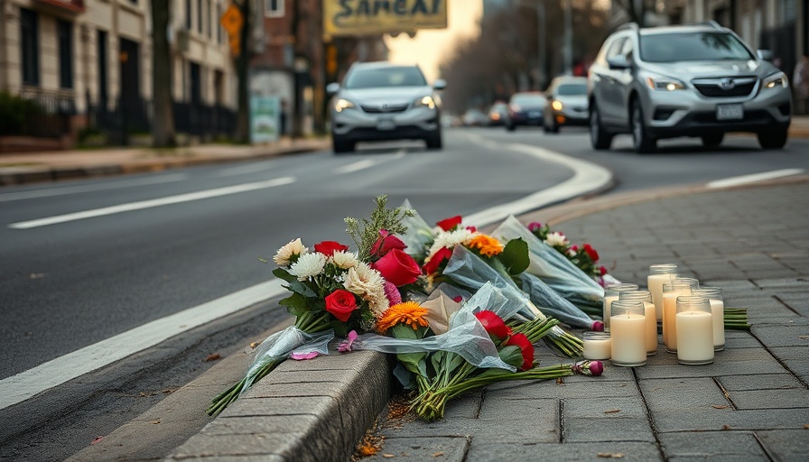 Memorial with flowers at Minneapolis shooting site.
