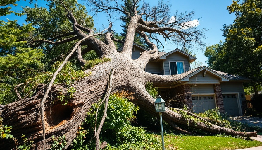Tornado aftermath in North Dakota showing a fallen tree.