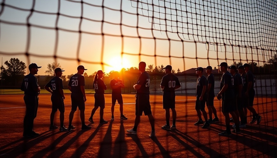 Softball team in shadow on field, viewed through net, Minnesota Transgender Athlete Investigation.