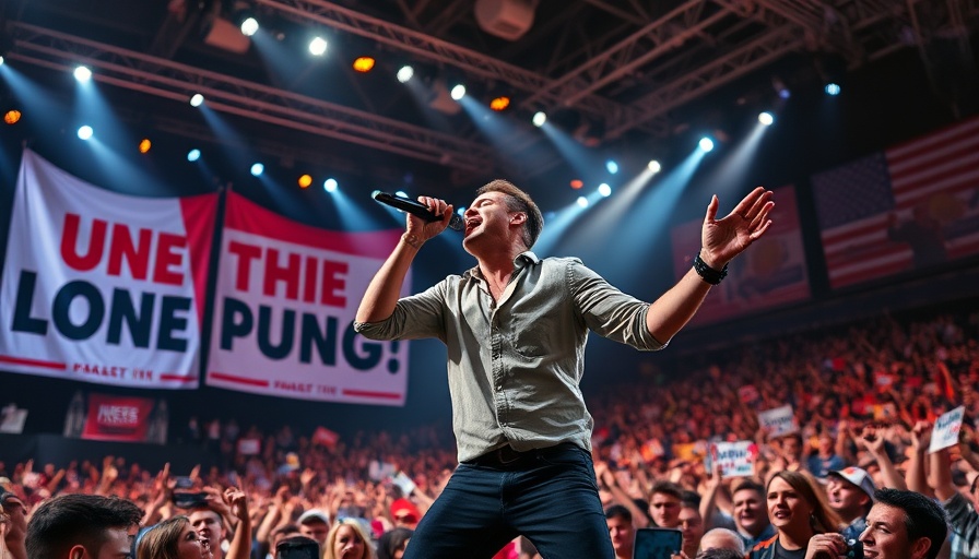 Glastonbury Festival controversy, performer on stage with political backdrop.