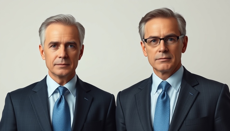 Two men in suits with blue ties, conveying Minnesota poll voter sentiment.