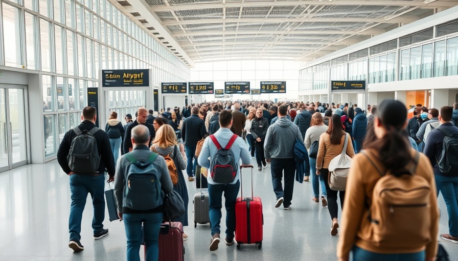 Crowded terminal at Milan Linate Airport with travelers during disruption.