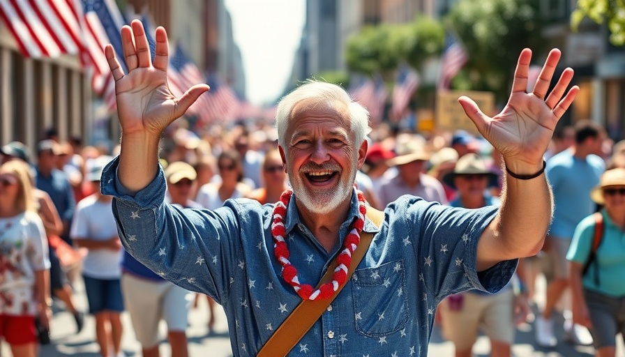 Parade participant waves during July Fourth parade amid safety concerns.