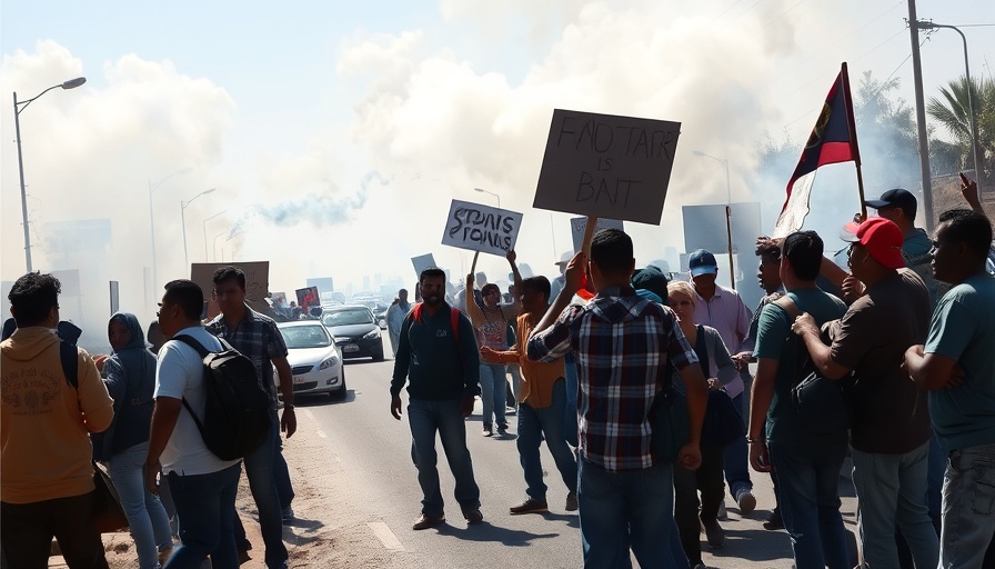 Protesters and smoke at Camarillo farm immigration protest.