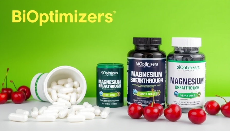 BiOptimizers Magnesium Breakthrough banner with supplements and cherries.