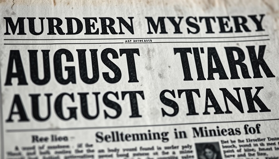Old newspaper headline about August Stark murder case.