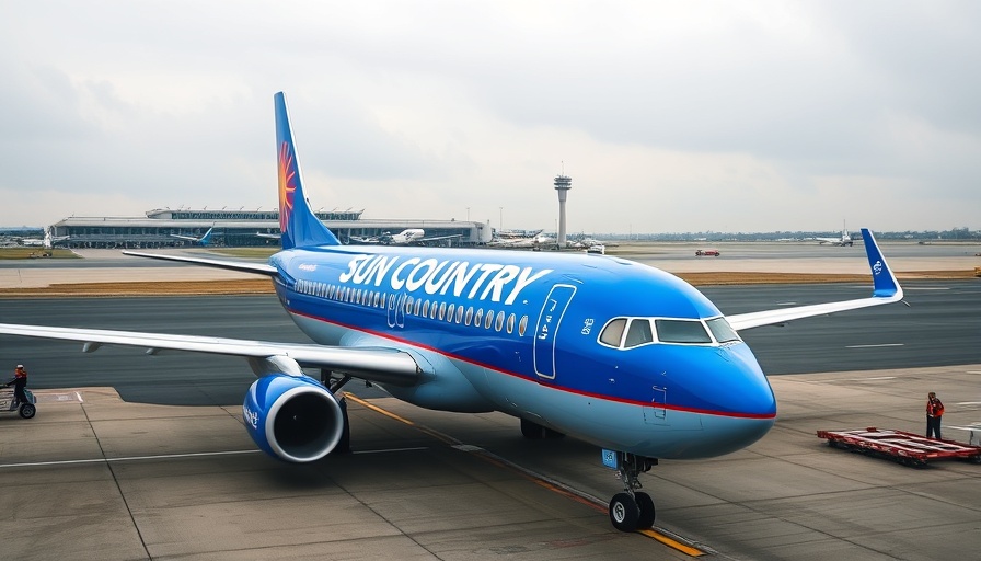 Sun Country airplane parked on runway near MSP after emergency landing.