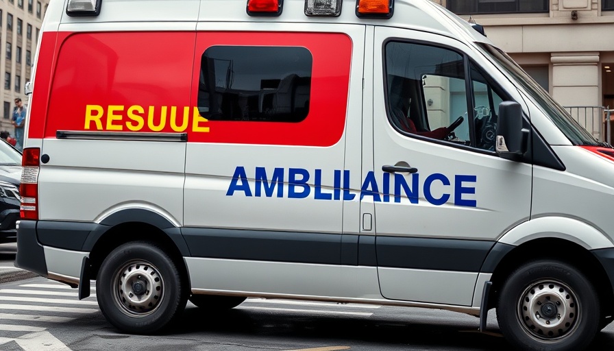Ambulance with rescue markings at scene of 7-Year-Old struck by car in St. Paul
